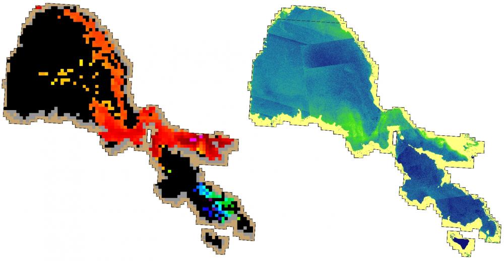 Comparison of OLCI Cyano Index vs Draft SFEI product using Planet imagery with NIR bands